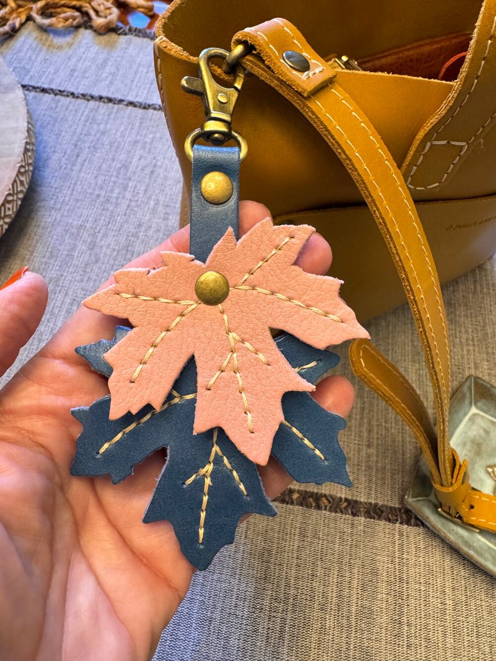 Portland Leather Maple Leaf Bag Charm NEW 2026 Pink Blue Bag Charm
